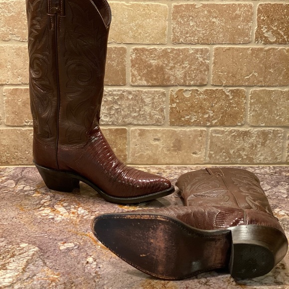 Justin Boots Brown lizard cowboy boots size 5 1/2B - Picture 2 of 3